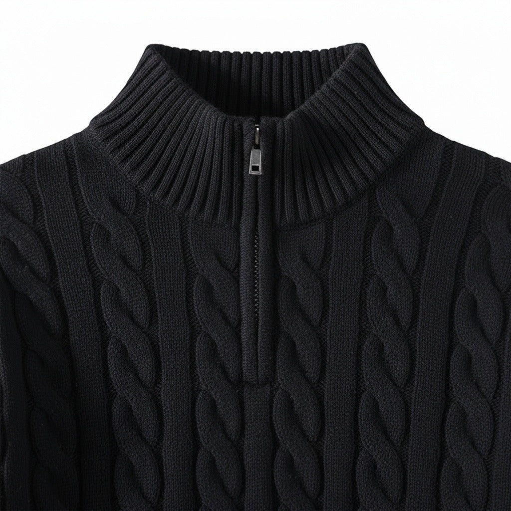 Men's Quarter Zip Jumper in black, view 6