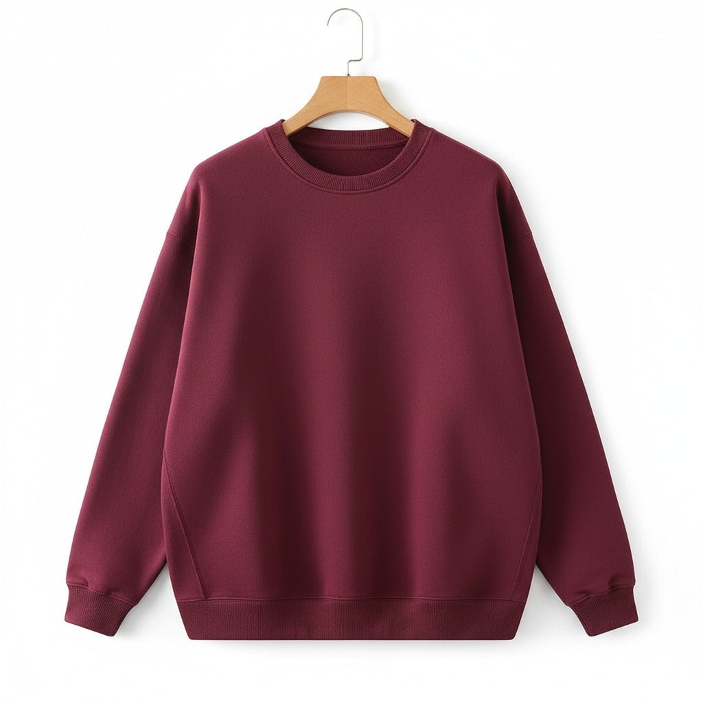 Men's Crew Neck Jumper in burgundy – Plain Fine Knit Jumper
