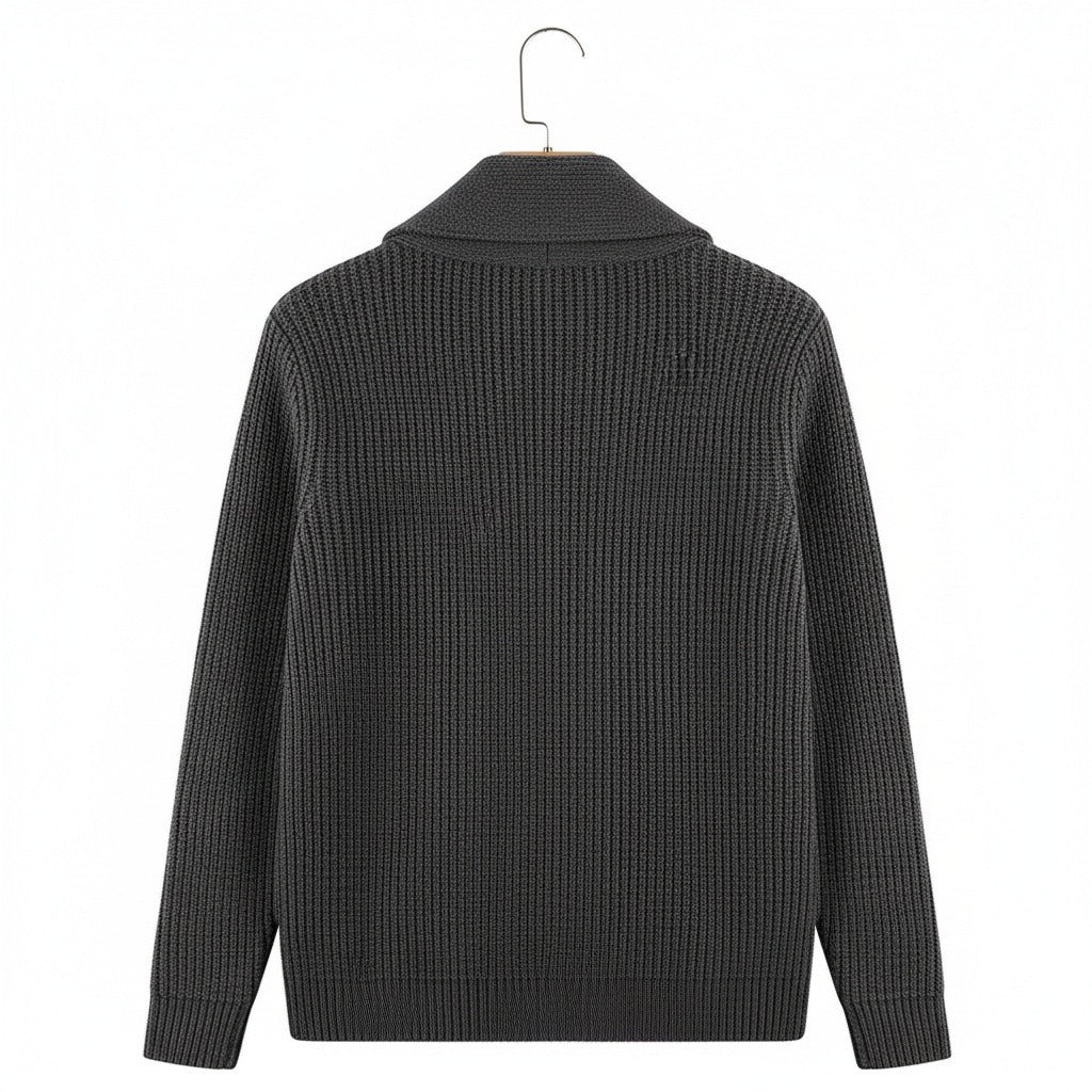 Men's Shawl Collar Cardigan in charcoal grey, view 5