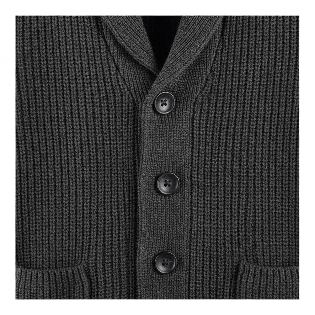 Men's Shawl Collar Cardigan in charcoal grey, view 6