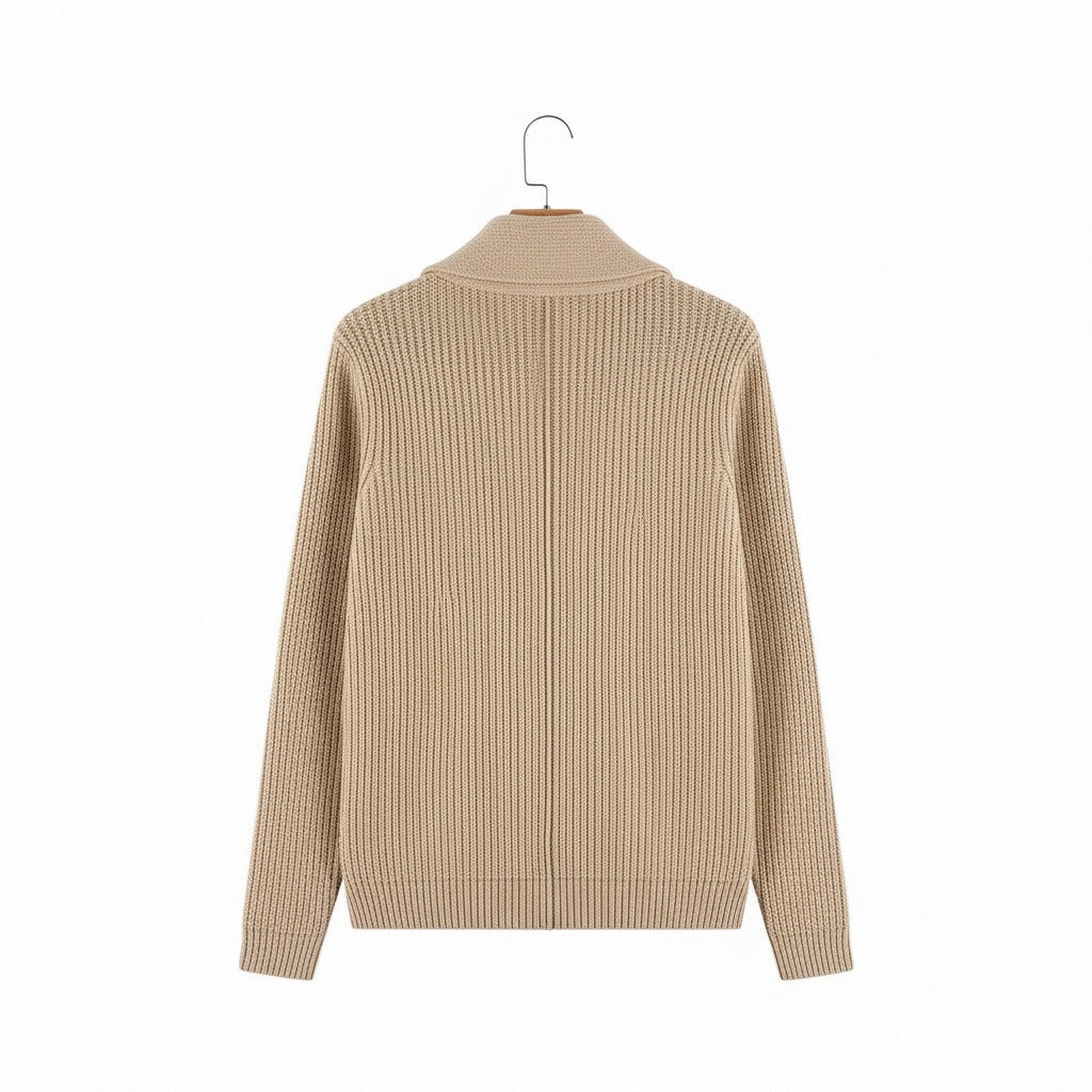 Men's Shawl Collar Cardigan in tan, view 5