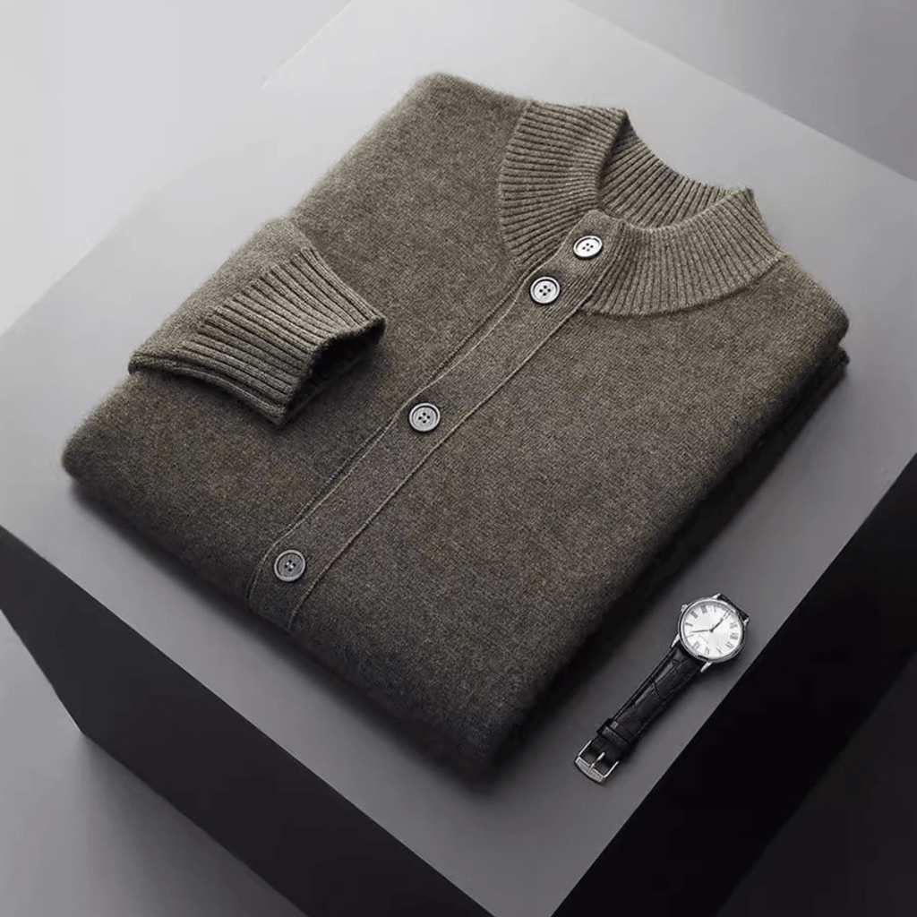 Men's Knitted Cardigan Jacket – Merino Blend Button Front