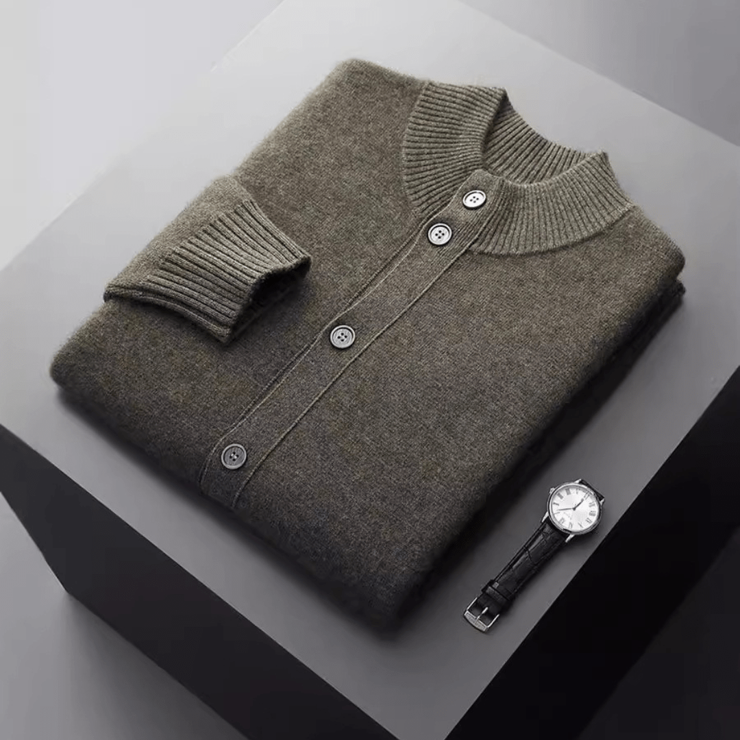 Men's Knitted Cardigan Jacket – Merino Blend Button Front