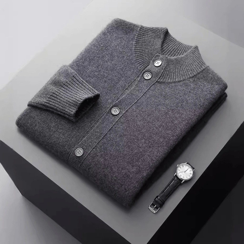 Men's Knitted Cardigan Jacket – Merino Blend Button Front