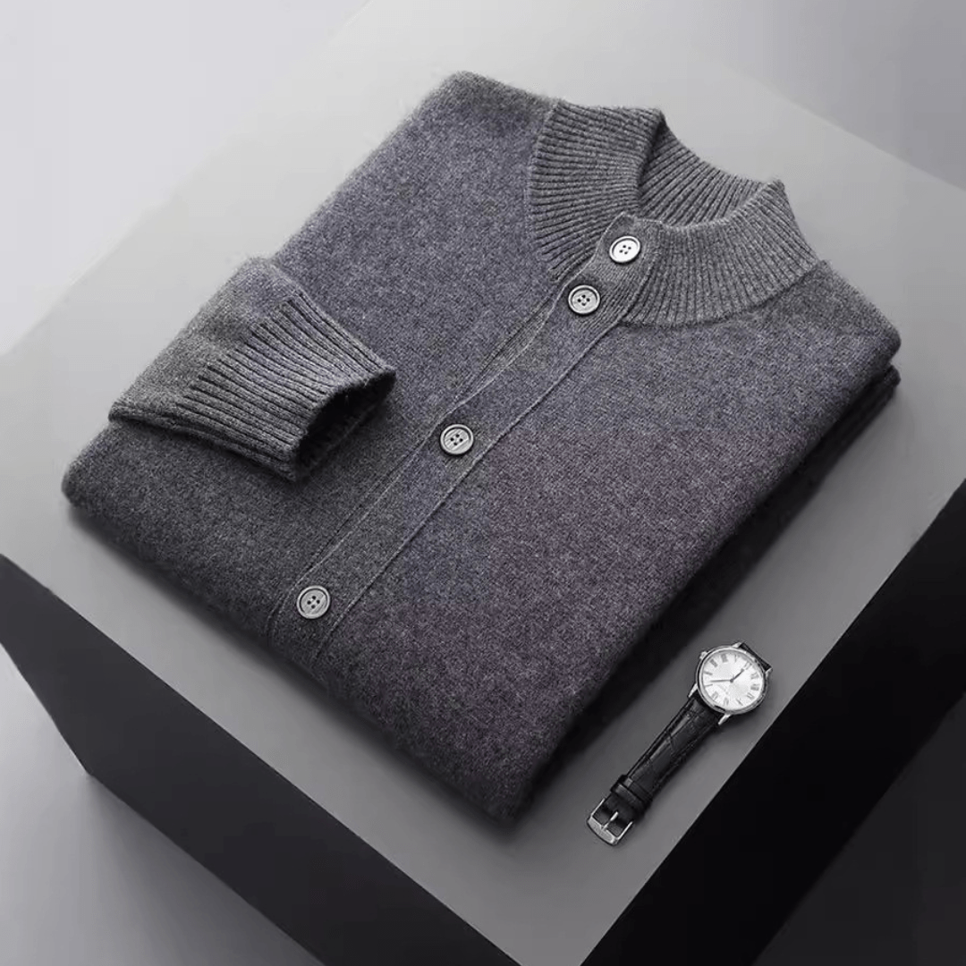 Men's Knitted Cardigan Jacket – Merino Blend Button Front