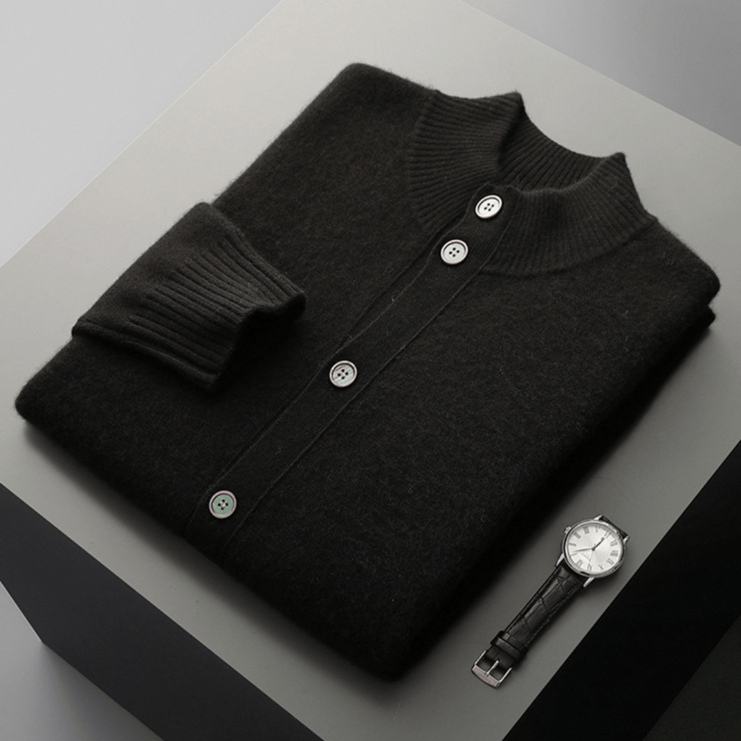 Men's Knitted Cardigan Jacket – Merino Blend Button Front