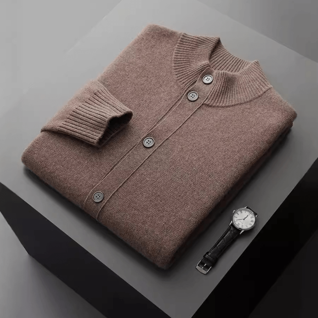 Men's Knitted Cardigan Jacket – Merino Blend Button Front