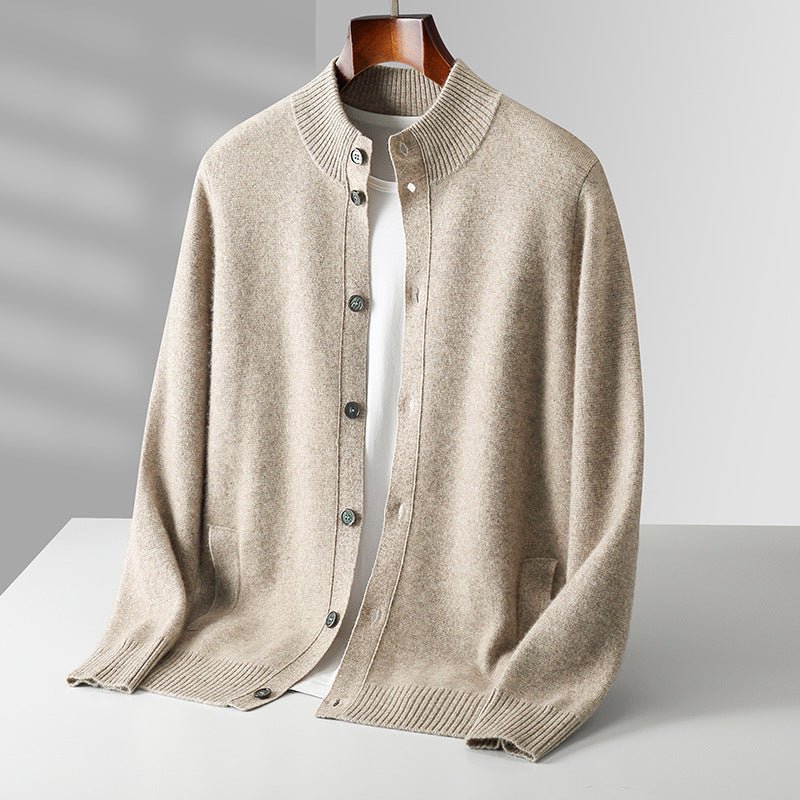 Men's Knitted Cardigan Jacket – Merino Blend Button Front