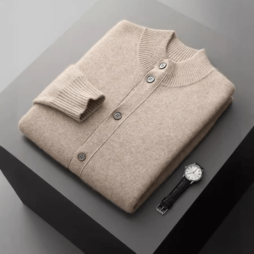 Men's Knitted Cardigan Jacket – Merino Blend Button Front