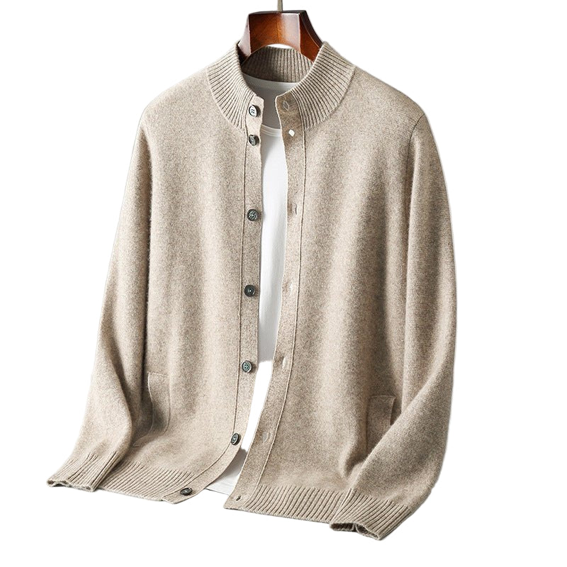 Men's Knitted Cardigan Jacket – Merino Blend Button Front