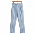 Men's Pleated Trousers in light blue – Belt Loop Tailored Trousers