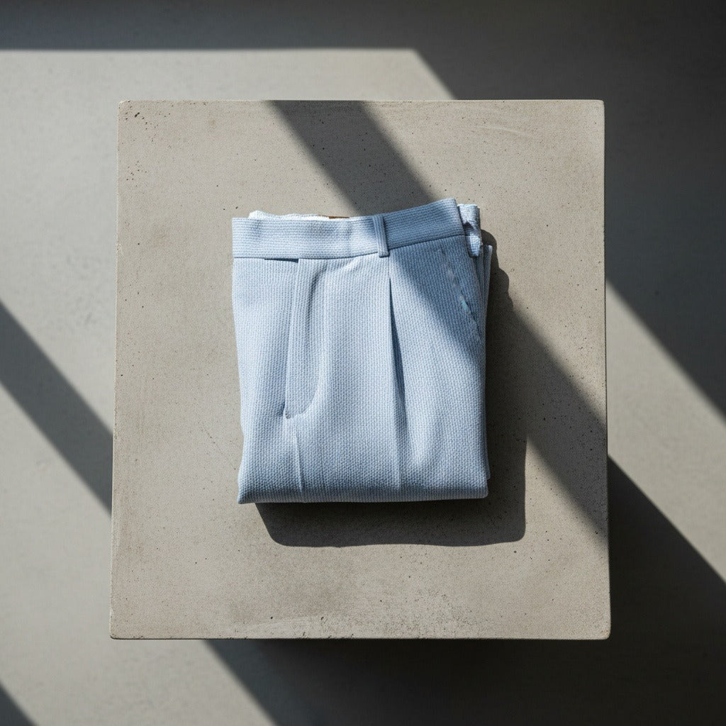 Men's Pleated Trousers in light blue, view 7