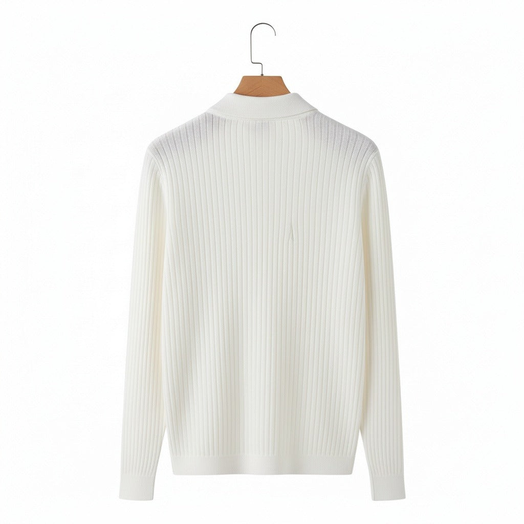 Men's Ribbed Polo Shirt in cream, view 5