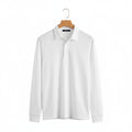 Men's Long Sleeve Polo Shirt in white – Long Placket Woven Polo