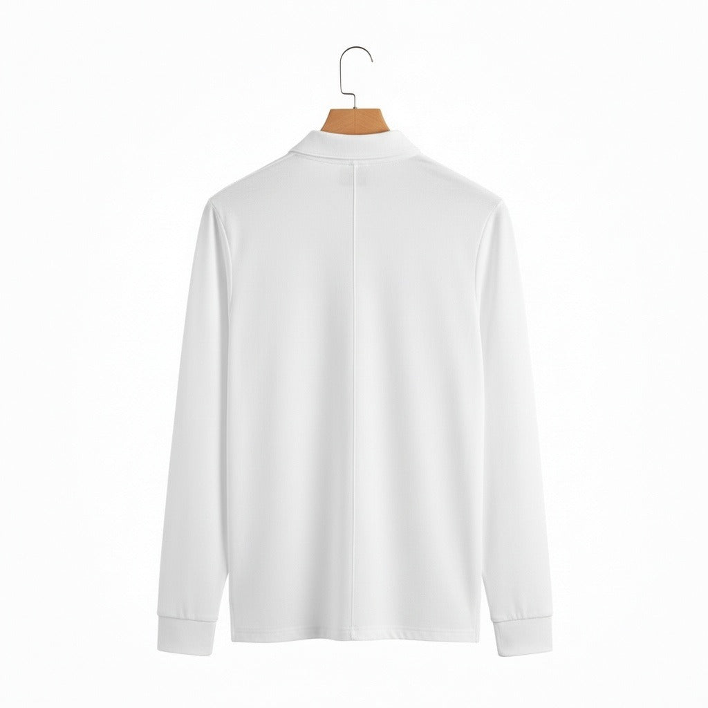 Men's Long Sleeve Polo Shirt in white, view 5