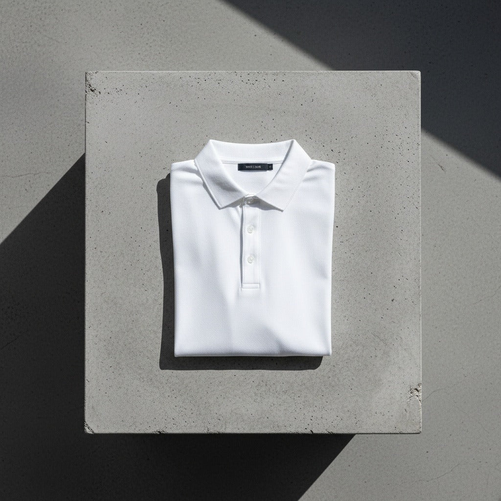 Men's Long Sleeve Polo Shirt in white, view 7