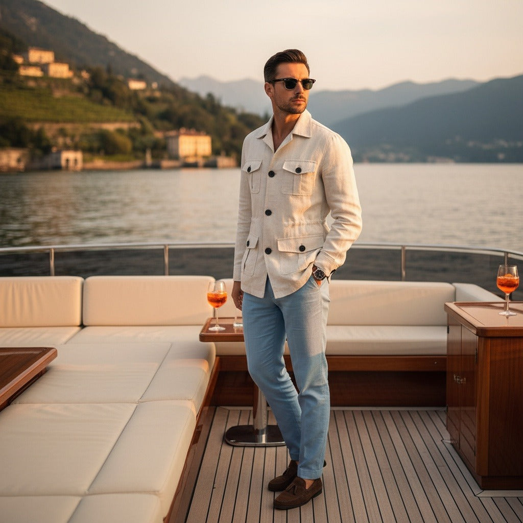 Men's Safari Jacket in white, view 2