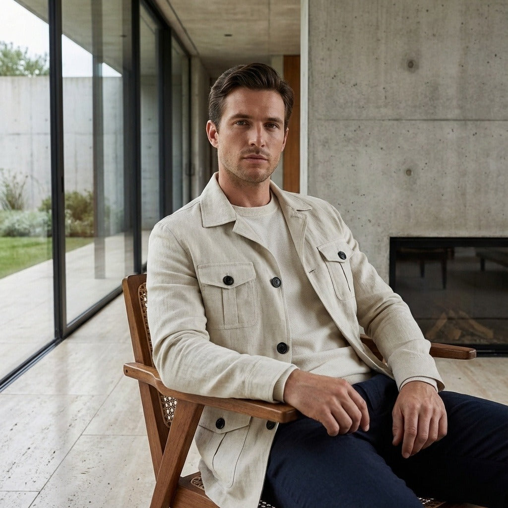 Men's Safari Jacket in white, view 3