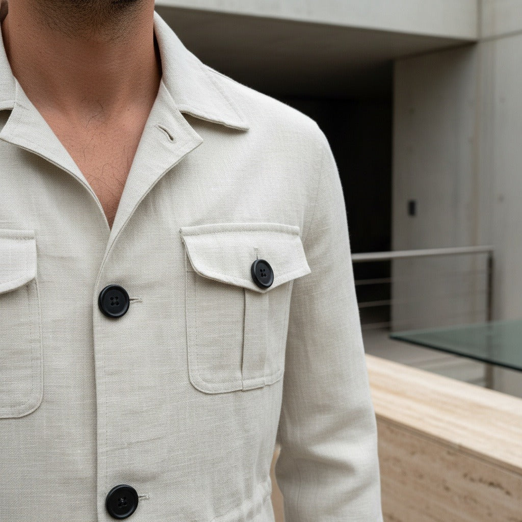 Men's Safari Jacket in white, view 4
